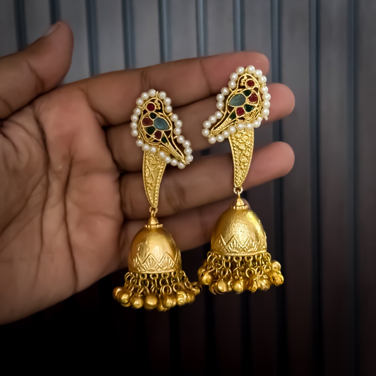 Divira Kashmiri Brass Dejhoor Jhumka Ghungroo Earrings - Multi