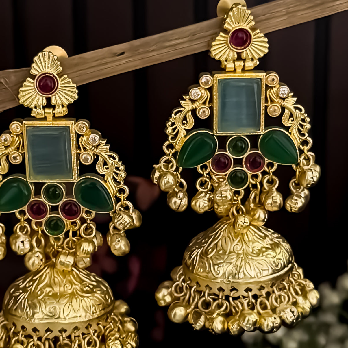 Raahi Kashmiri Brass Dejhoor Ghungroo Jhumka Earrings - Multi