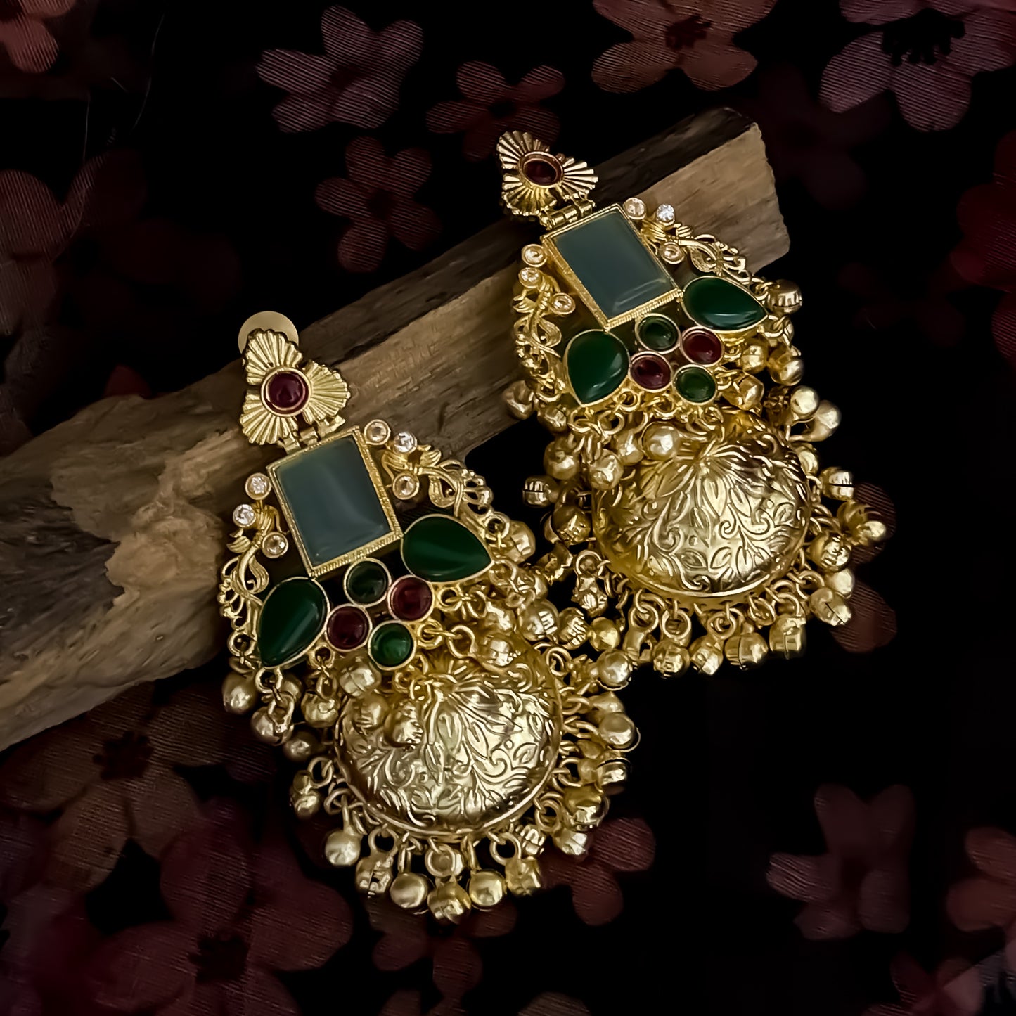 Raahi Kashmiri Brass Dejhoor Ghungroo Jhumka Earrings - Multi