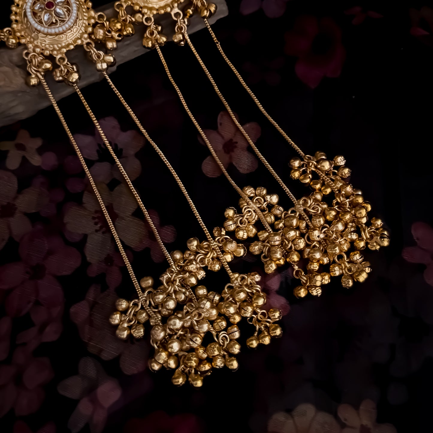 Oorja Kashmiri Brass Dejhoor Ghungroo Jhumka Earrings - Golden