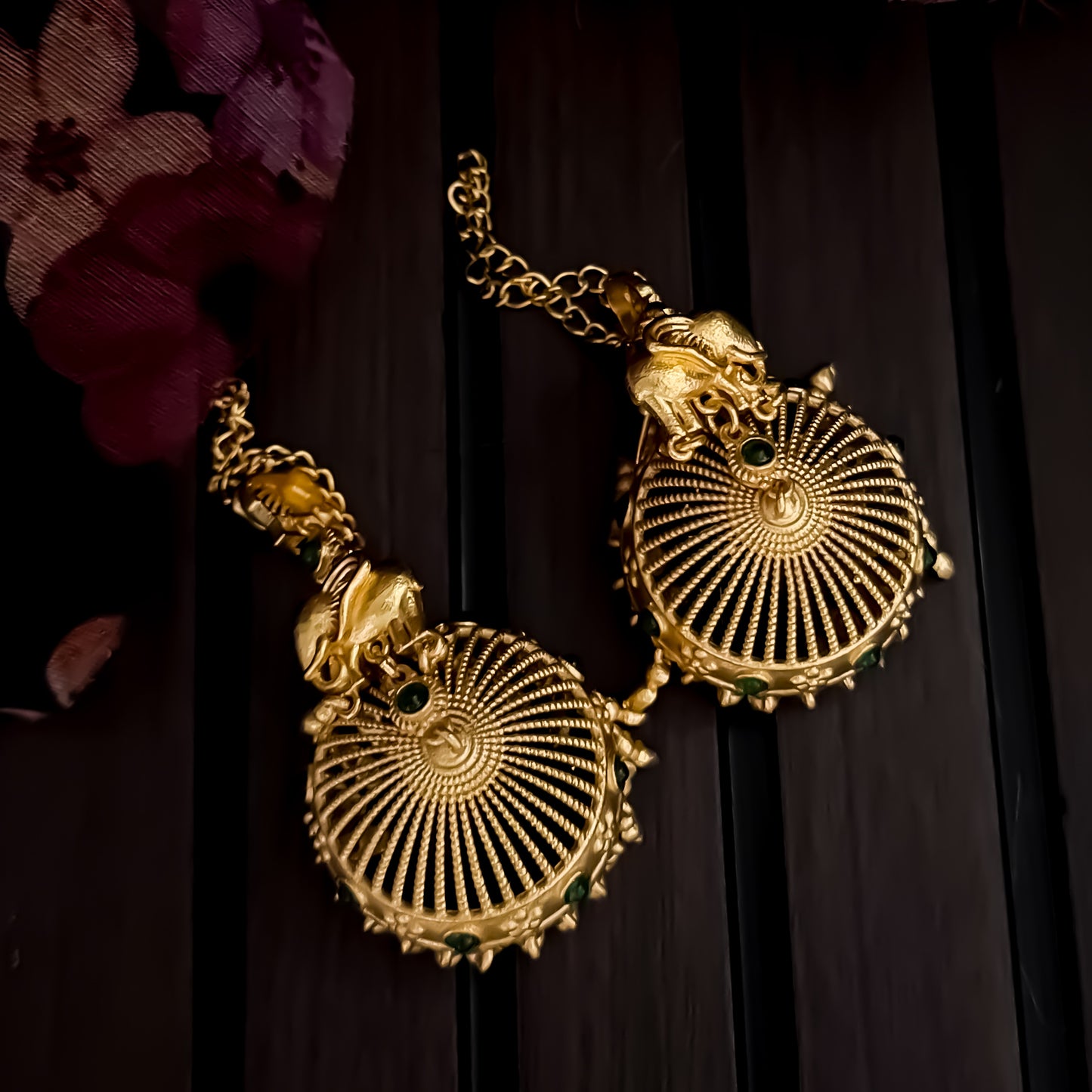 Meghana Kashmiri Brass Jhumka Ghungroo Earrings - Golden