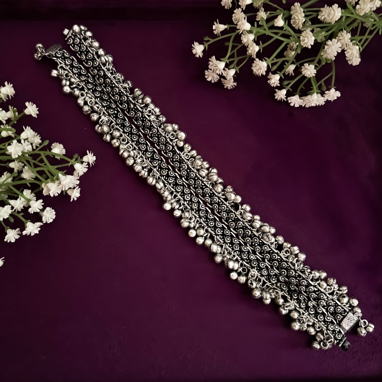 Anvitha German Silver ghungroo Anklet/Payal(Pajeb Style)