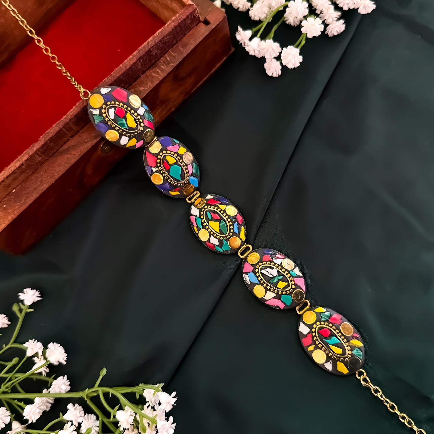 Rainbow Swirl Choker Necklace Set