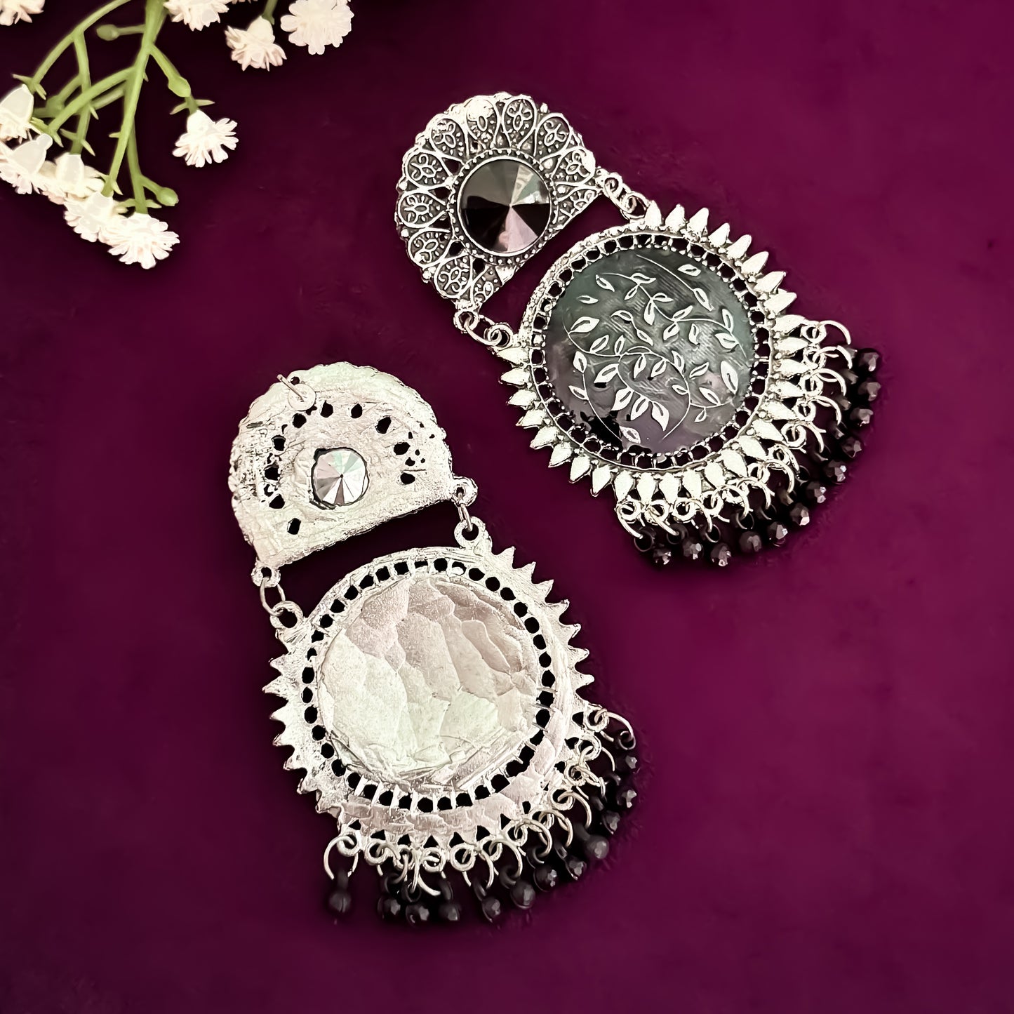 Vridhi German Silver Chandbali Earrings