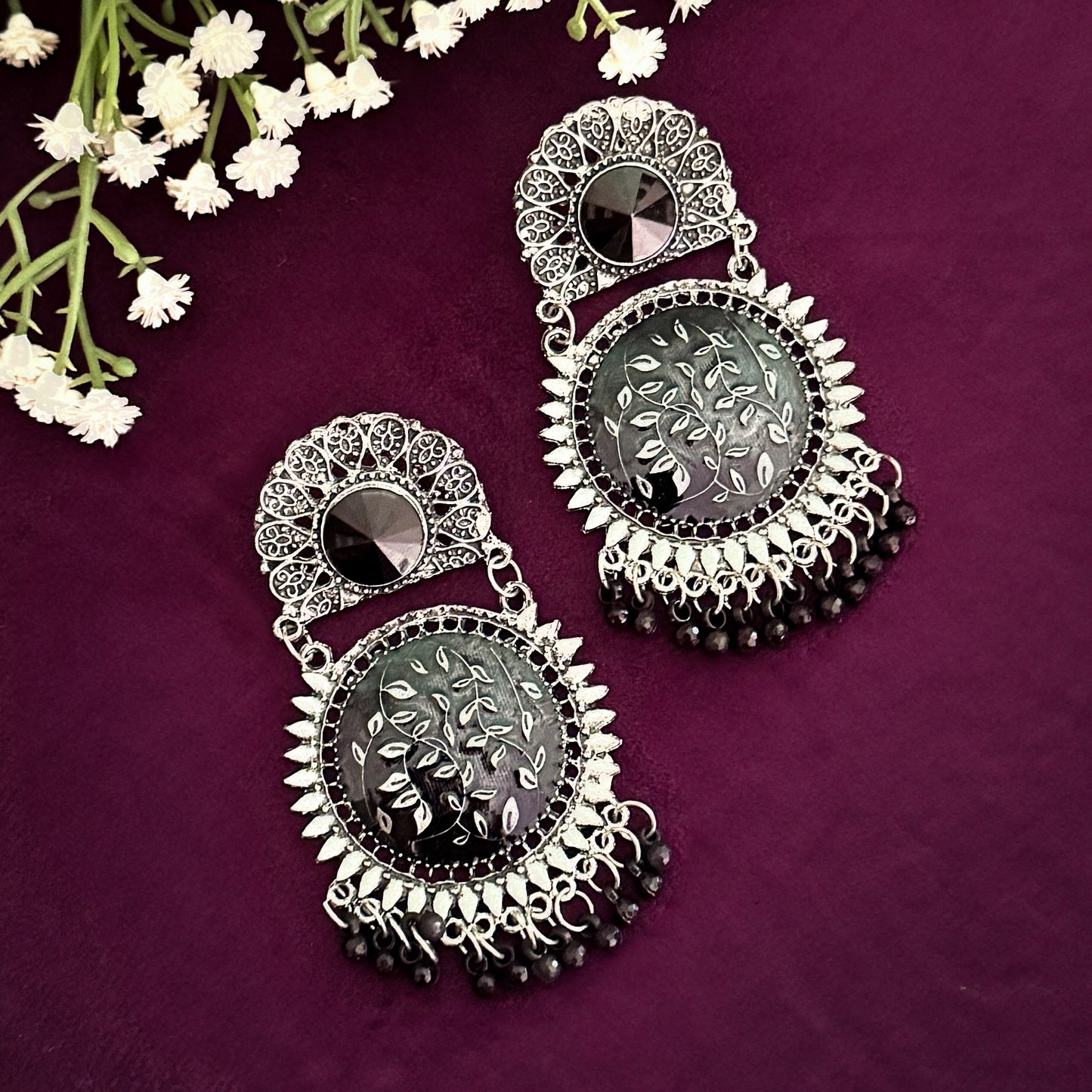Vridhi German Silver Chandbali Earrings