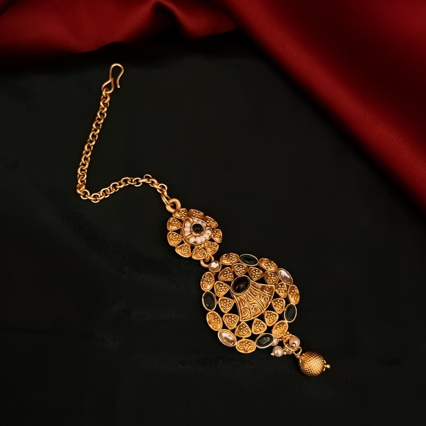 Nehal Rajwadi Matte Polish Sleek Necklace Set - Green