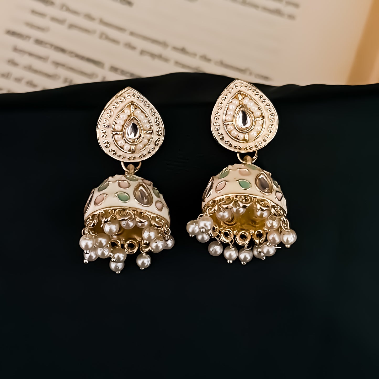 Menka Meenakari Hasli Necklace Set - Ivory