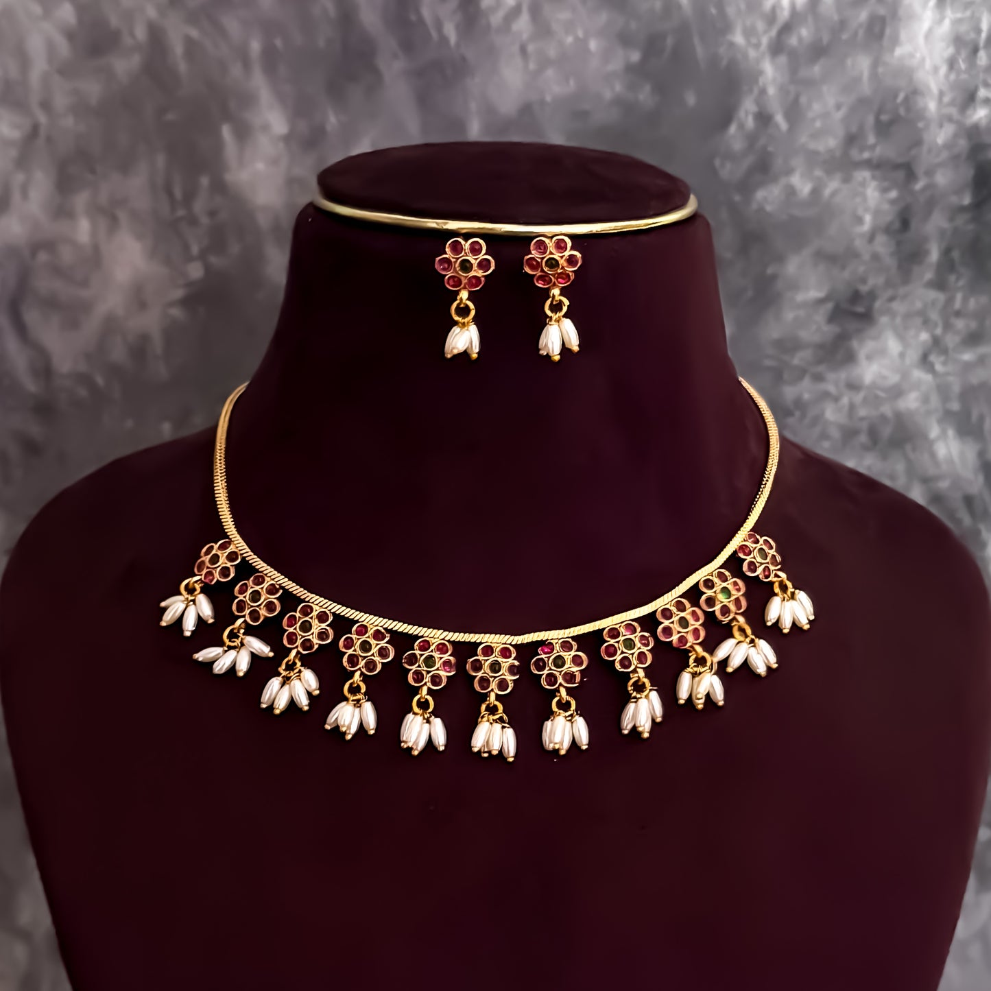 Pranaki Rice Pearl Necklace Set