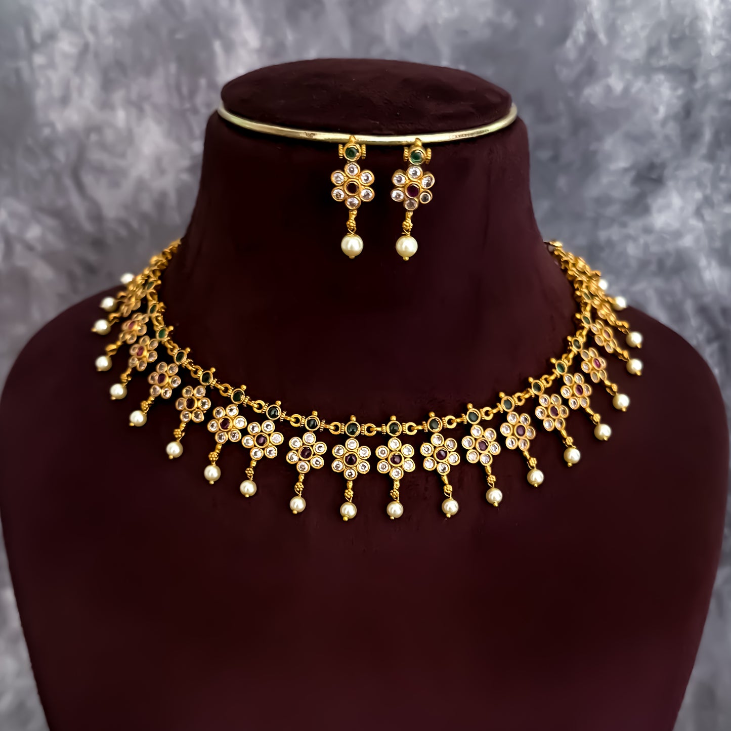 Swarna Bloom AD Necklace Set