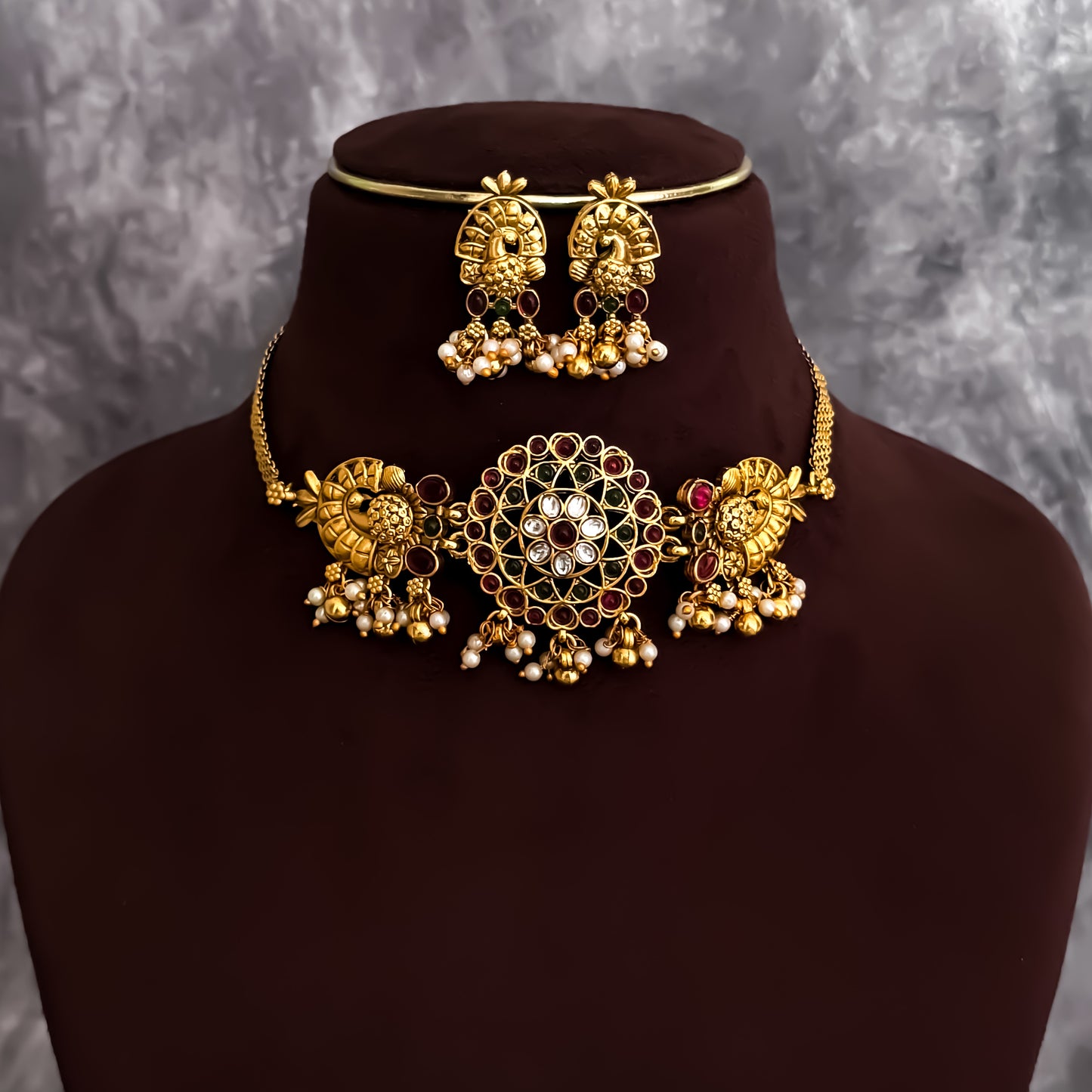 Velina Peacock Choker Necklace Set