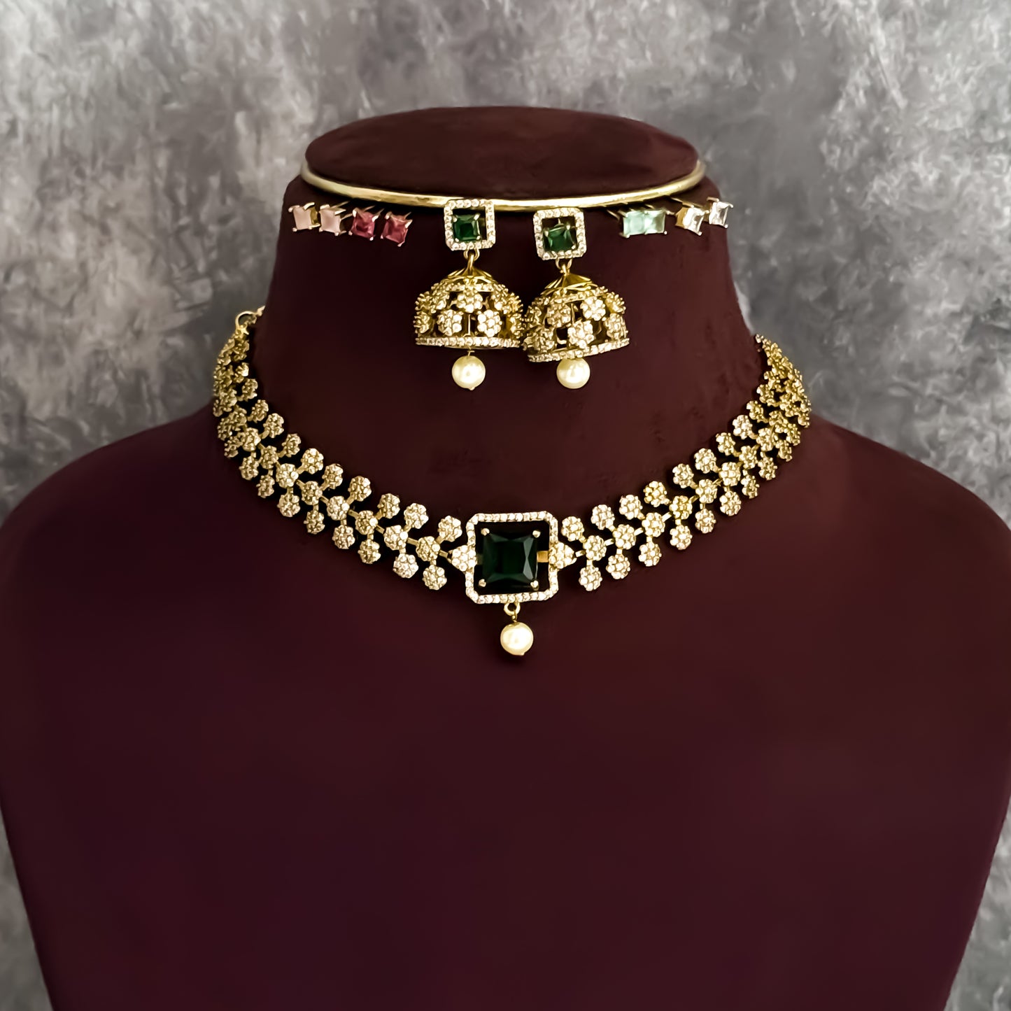 Swastika (5 IN 1) Interchangeable AD Necklace Set