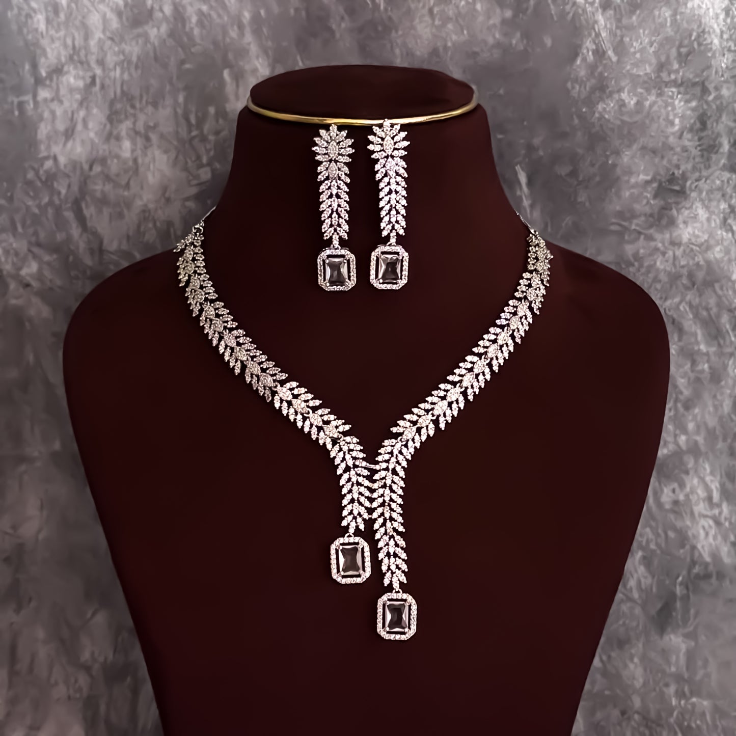 Deborah Designer Diamond Necklace Set - Crystal White