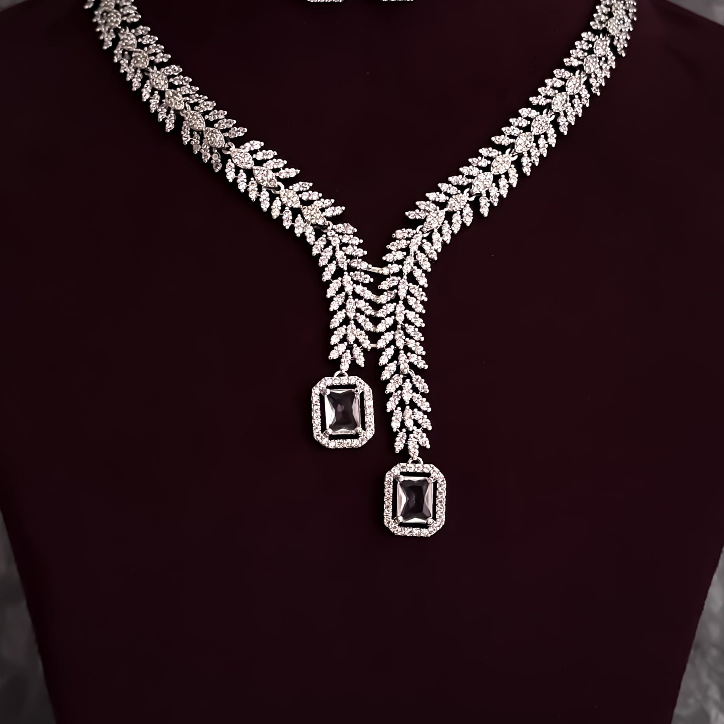 Deborah Designer Diamond Necklace Set - Crystal White