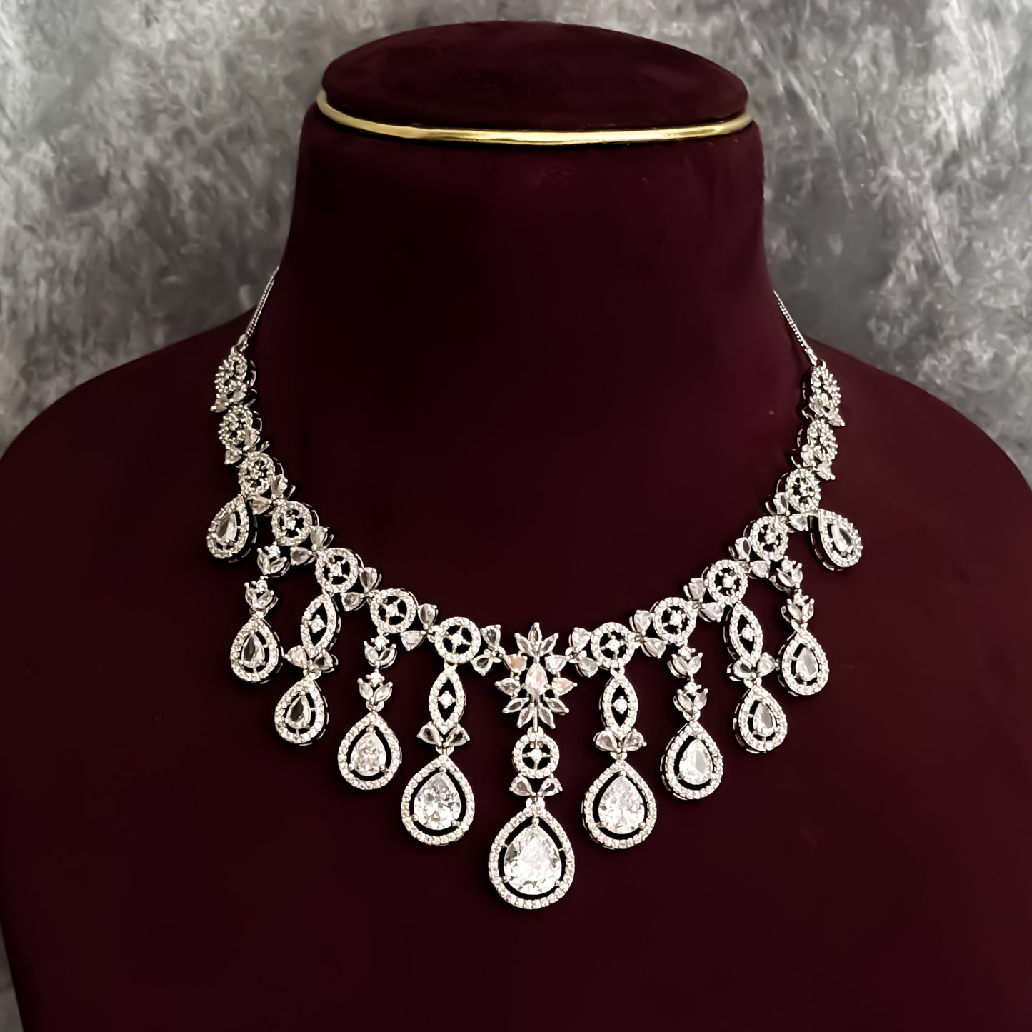 Miren American Diamond Necklace Set - Crystal White
