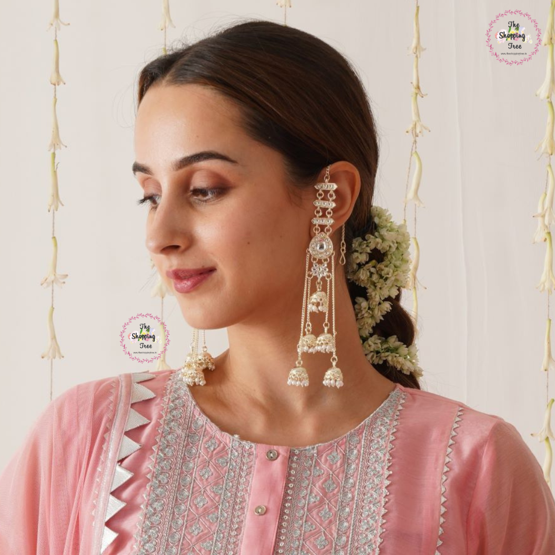 Nakshi Golden Jhumka Earrings with Sahara The Shopping Tree