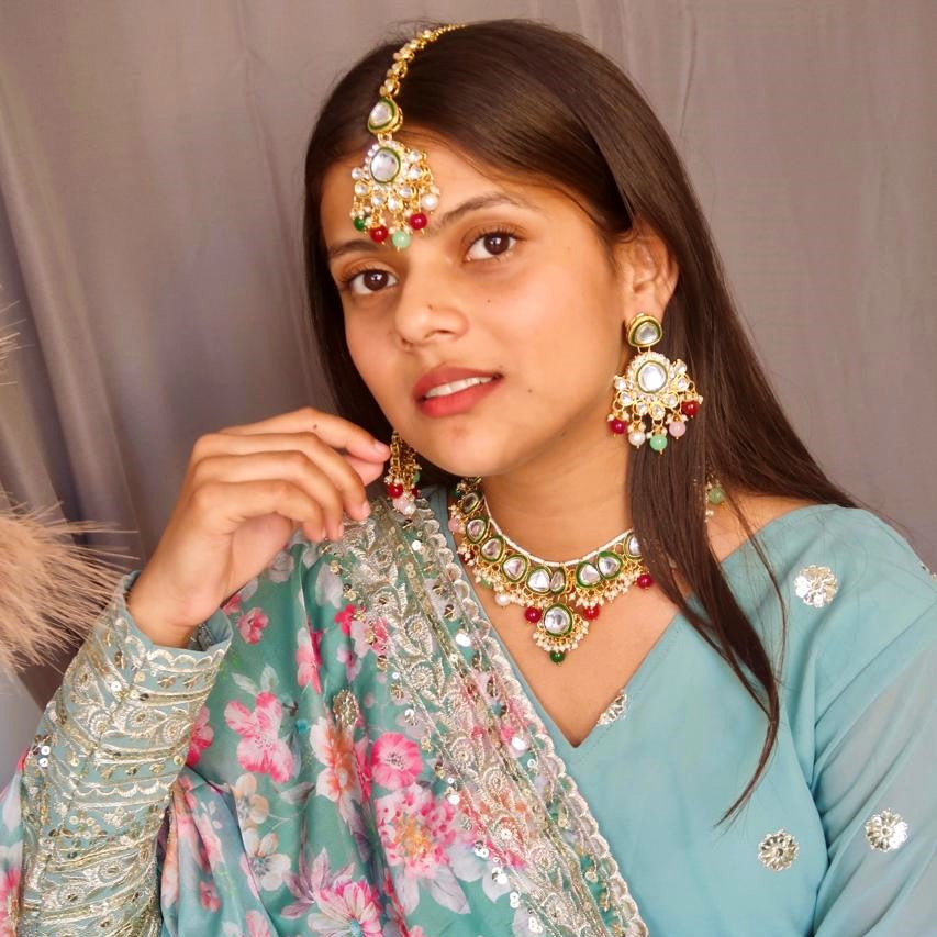 Sumona Kundan Necklace Set Multi