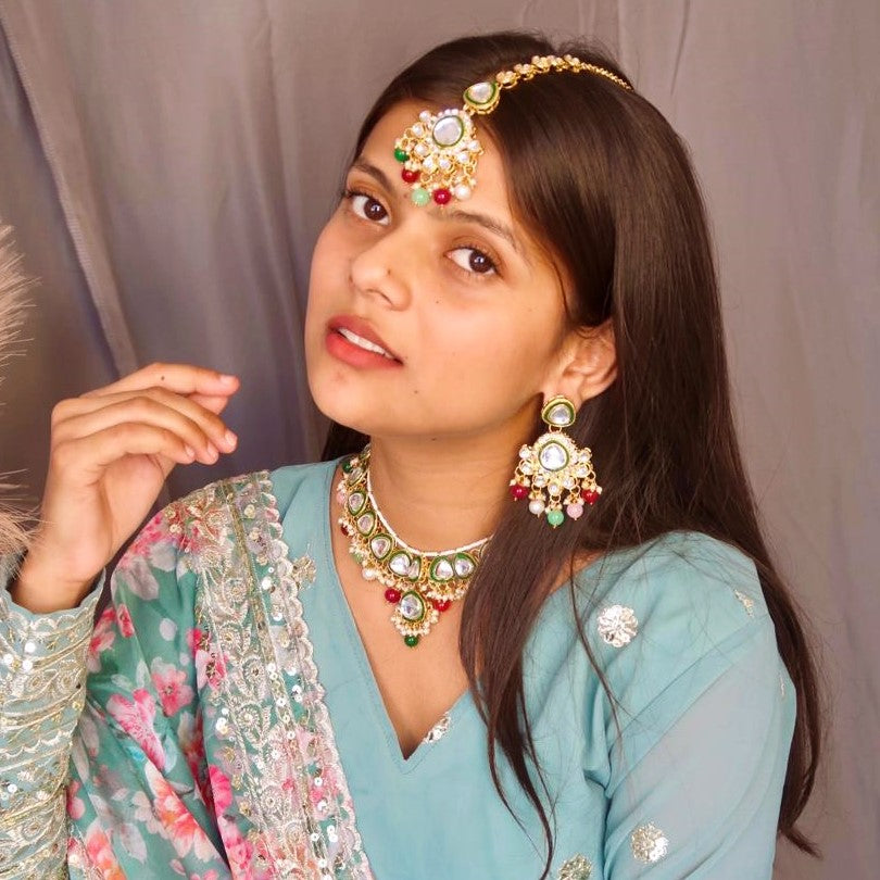Sumona Kundan Necklace Set Multi