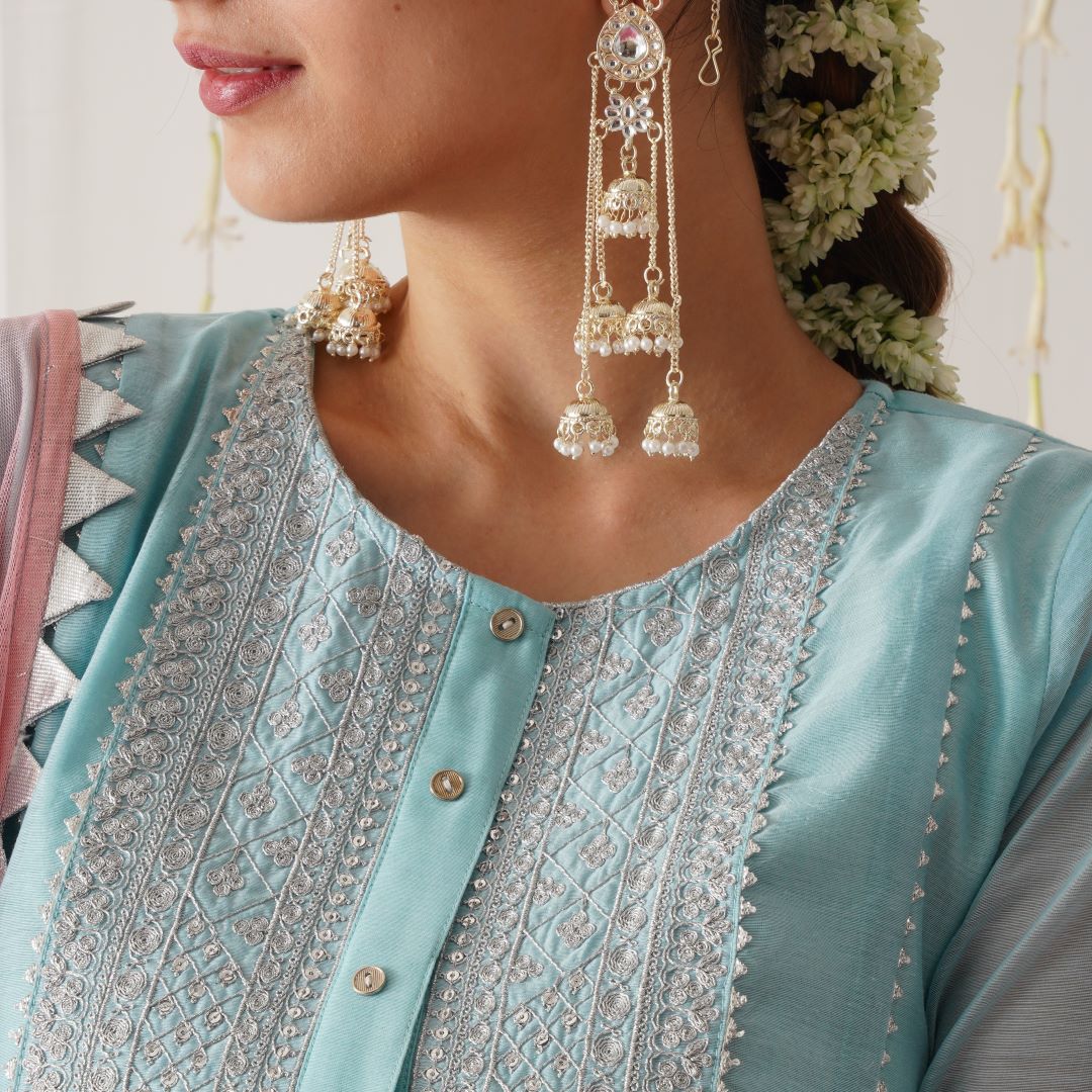 Nakshi Golden Jhumka Earrings with Sahara