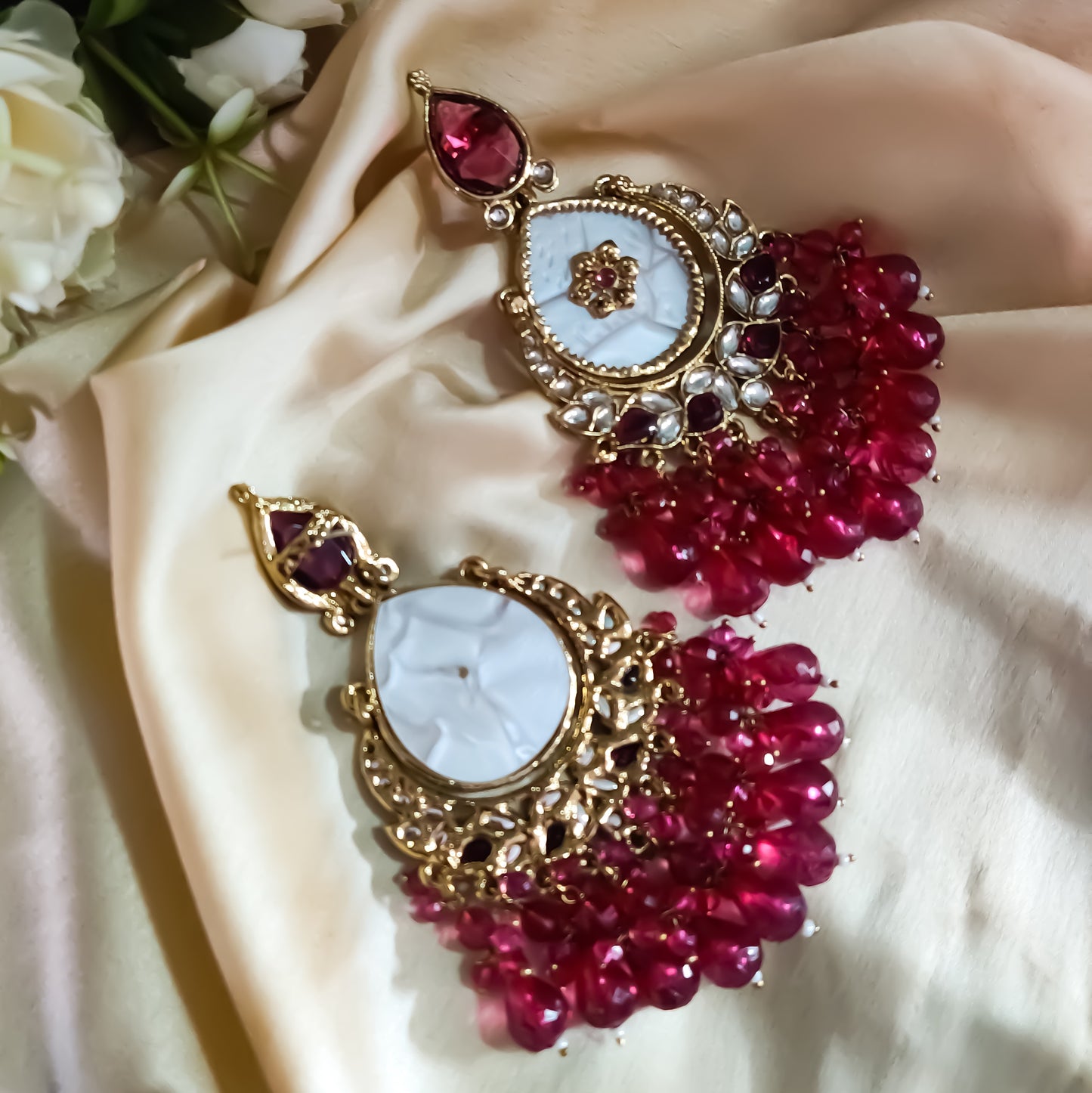 Suhana Chandbali Earrings - Wine