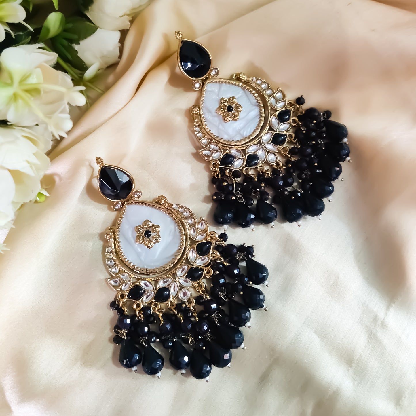 Suhana Chandbali Earrings - Black