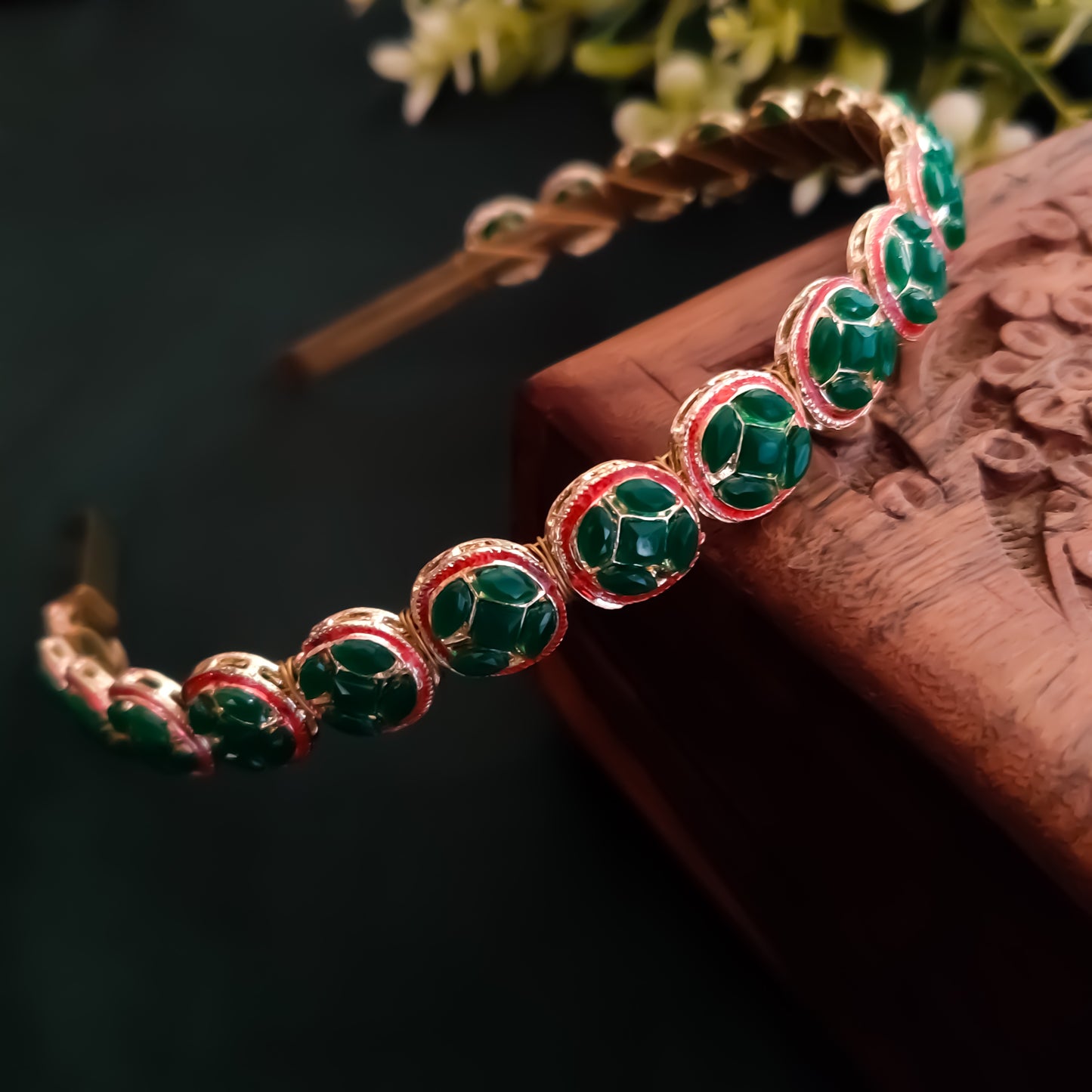 Keshini Ethnic Hair Band - Green