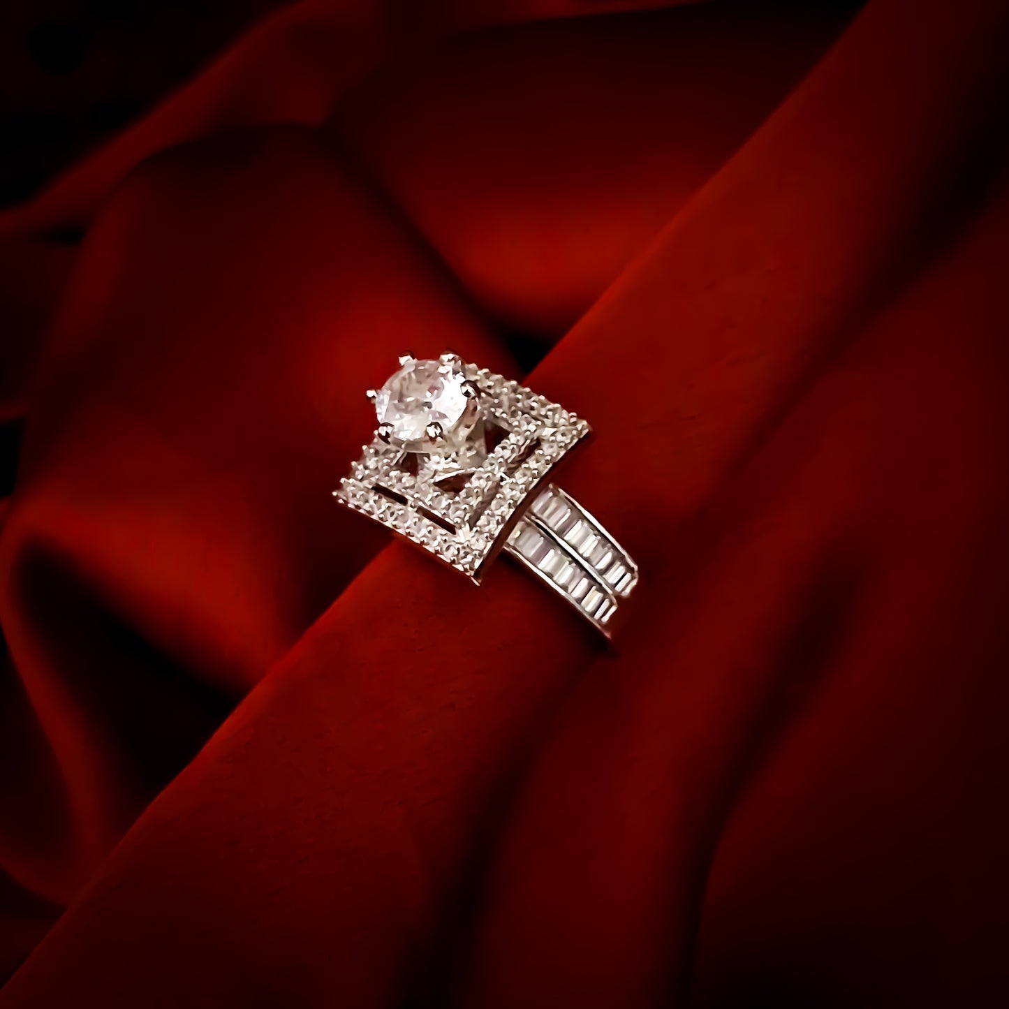 Ellora American Diamond (AD) Silver Adjustable Ring