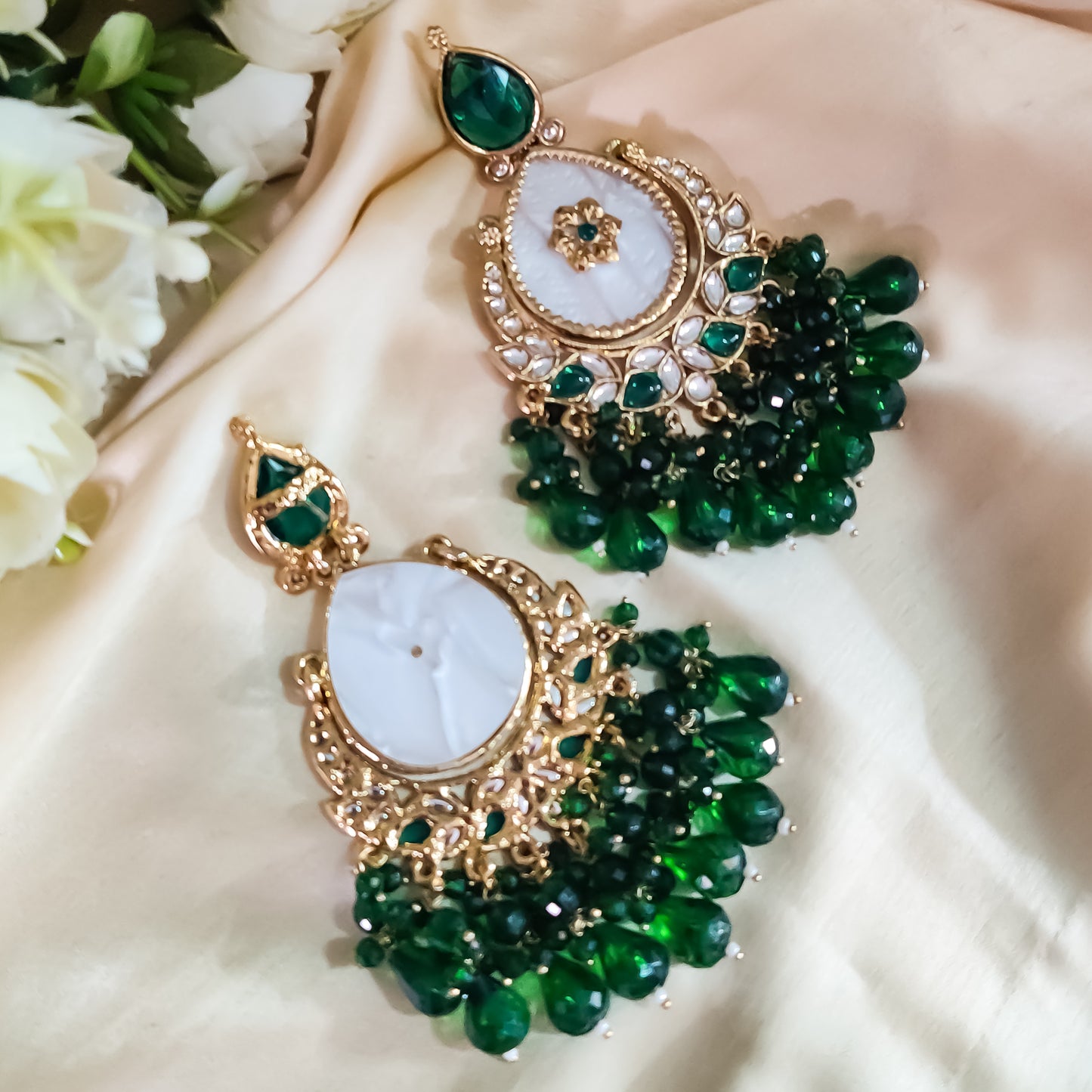 Suhana Chandbali Earrings - Green