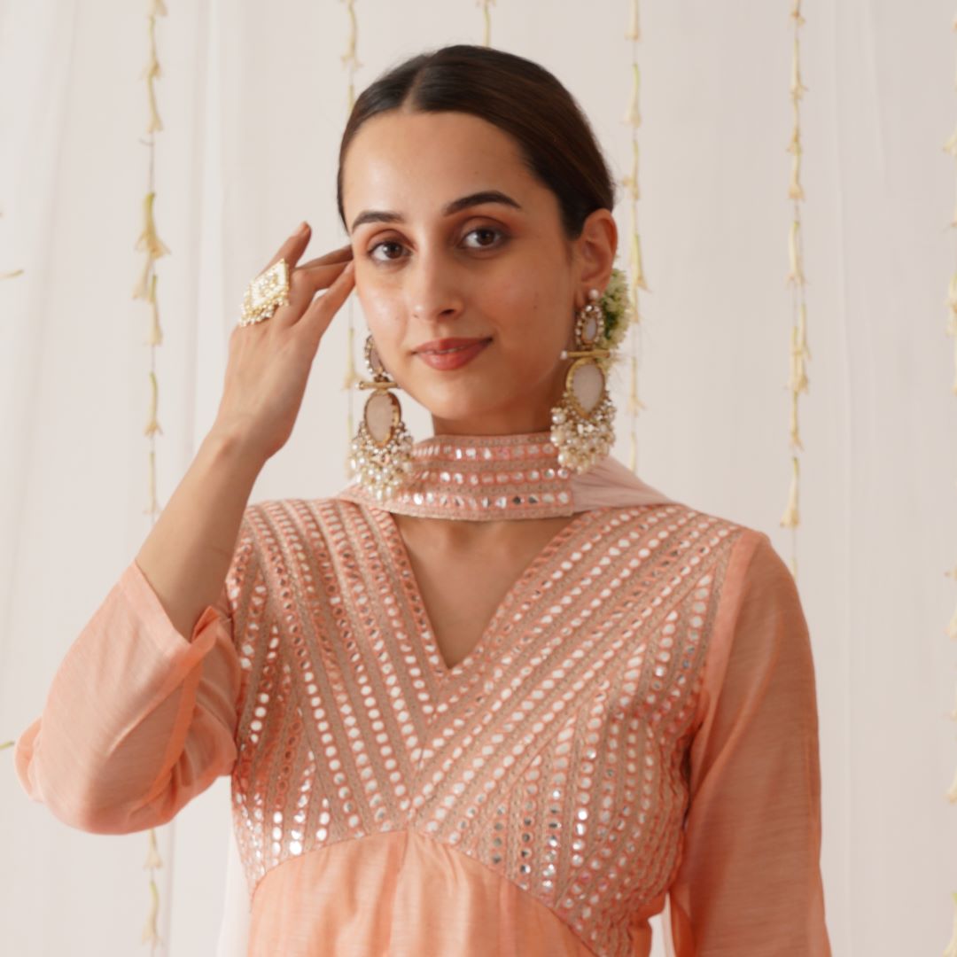 Shagun Cutwork Chandbali Earrings - Golden