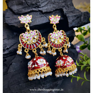 Sneh Lotus Jhumka Earring - Maroon