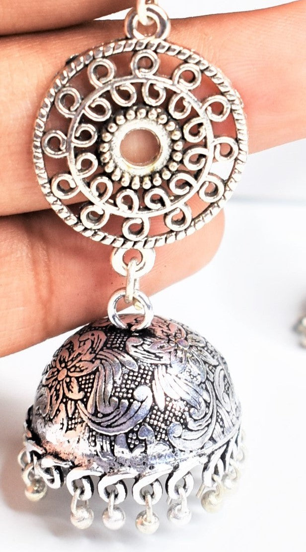 Silver Lotus Kgs Jhumka Earring
