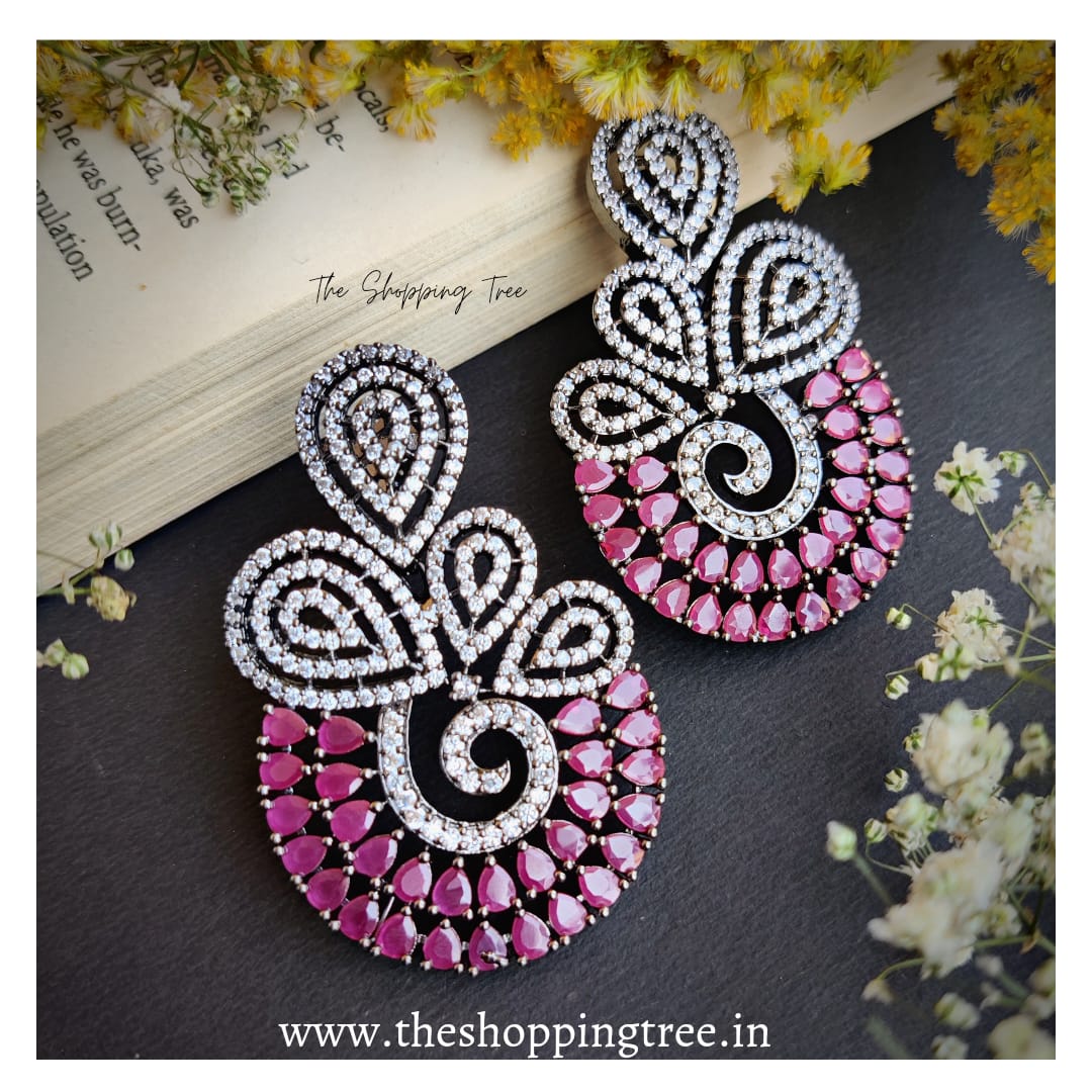 Emarald Chandbali AD Earring - Ruby