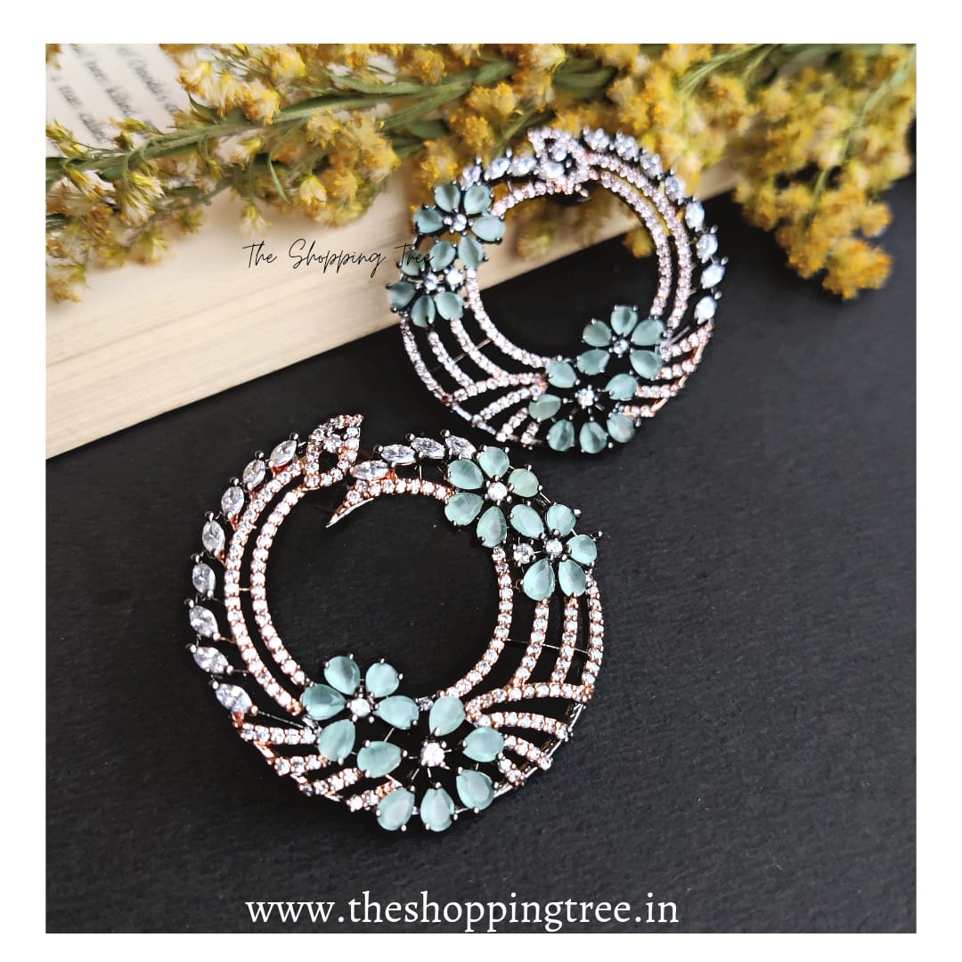 Aquamarine Crystal AD Stud Earring - Mint Green