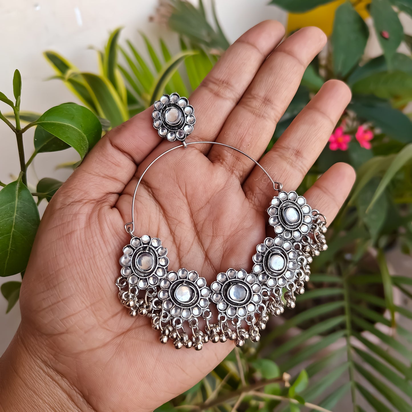 Mohey Chandbali Silver Earrings
