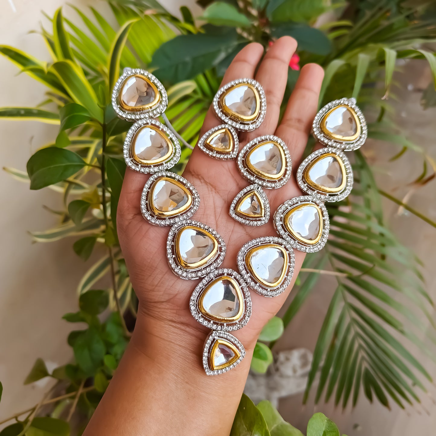 Anubha Polki Look Alike Necklace Set with Earrings