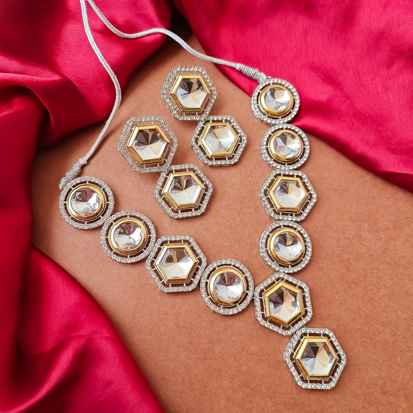 Anisa Polki Look Alike Necklace Set with Earrings