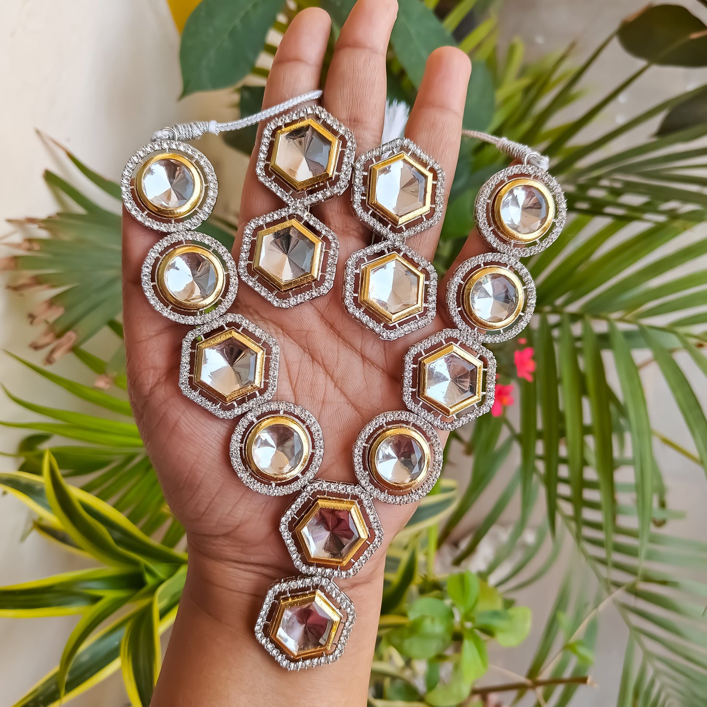Anisa Polki Look Alike Necklace Set with Earrings