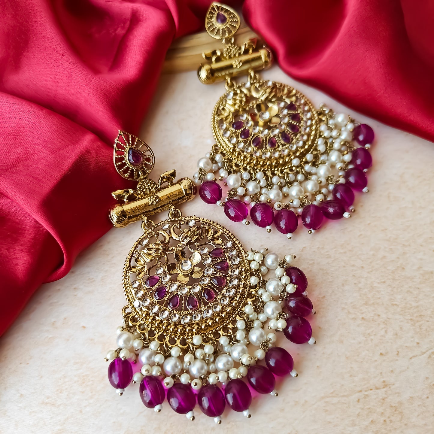 Preet Chandbali Earrings- Wine