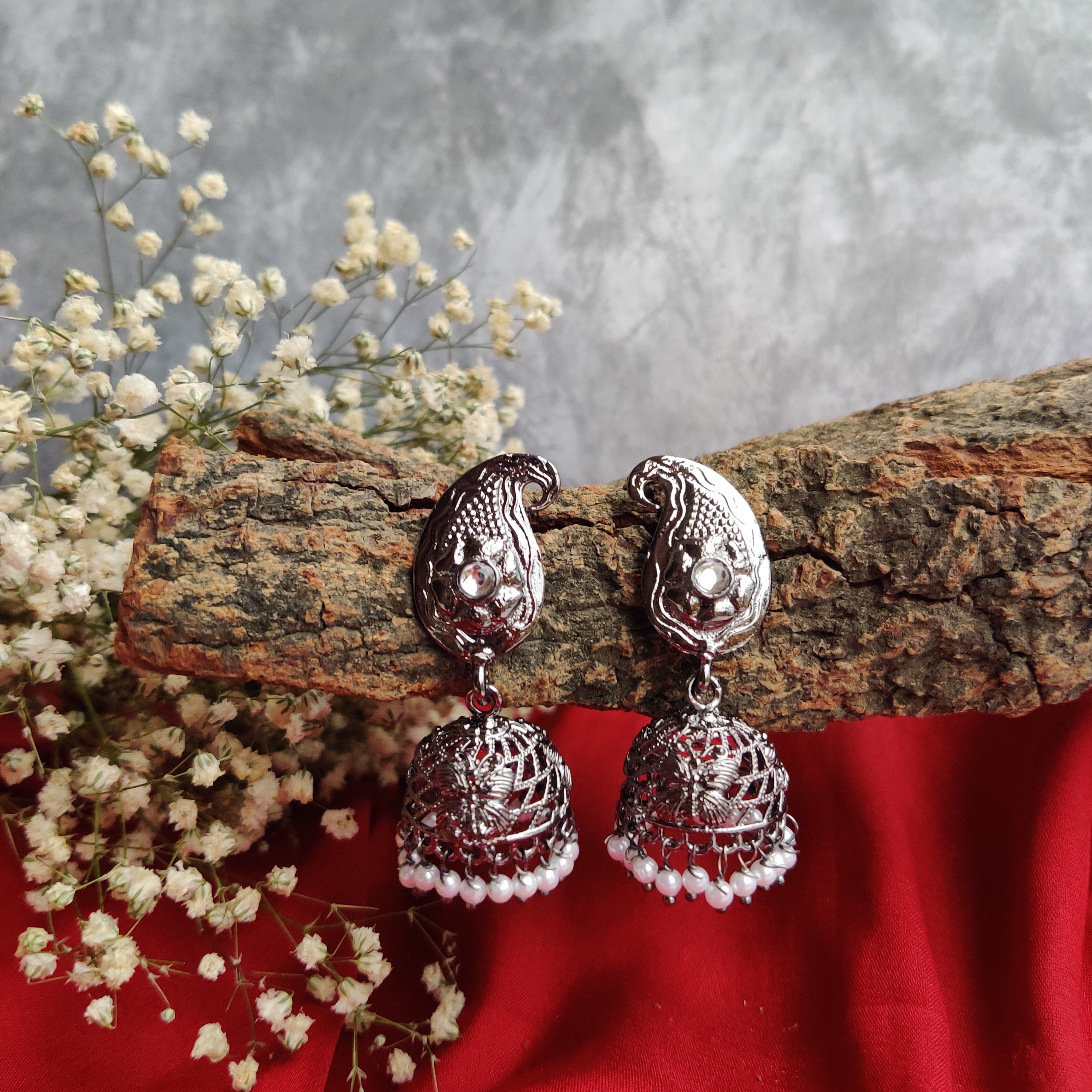 Oxidised Black Metal Jhumka Earrings1