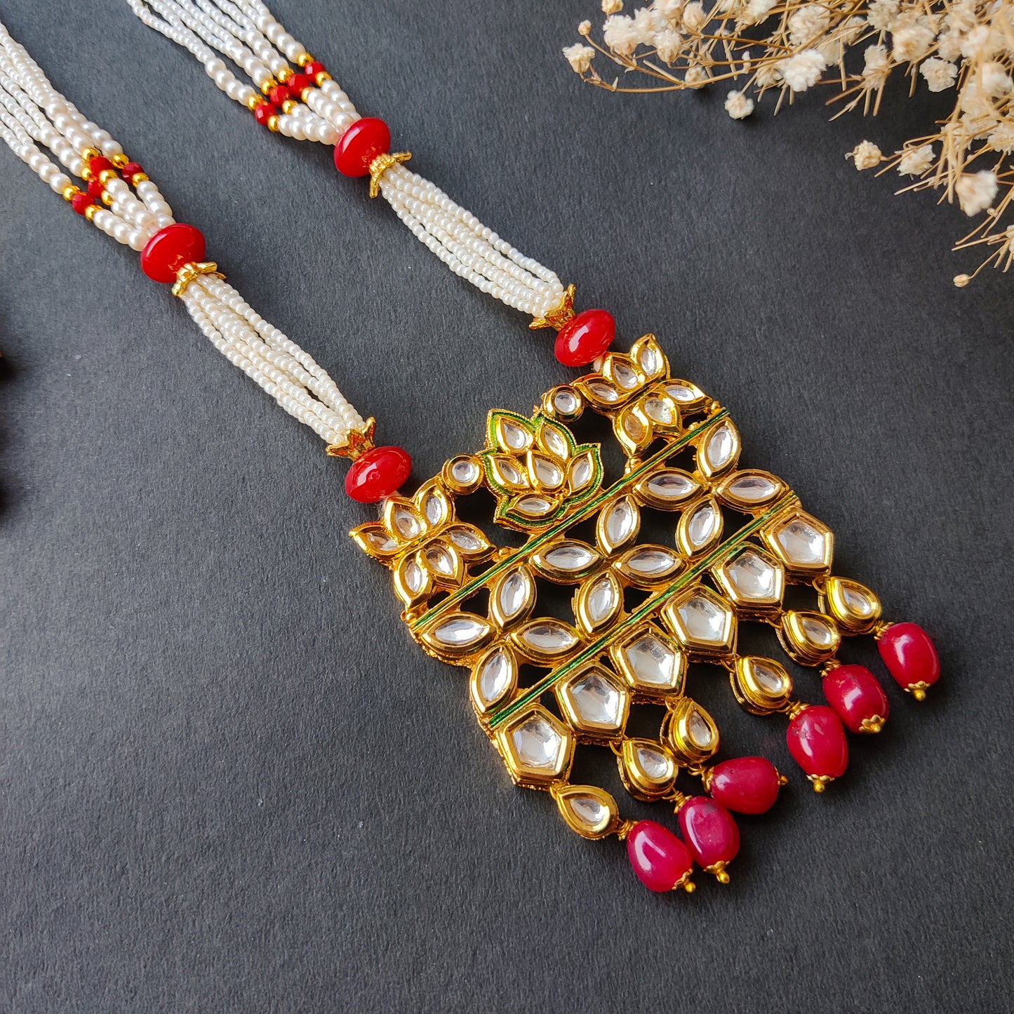 GAURHAR VILANDI KUNDAN LONG NECKLACE SET