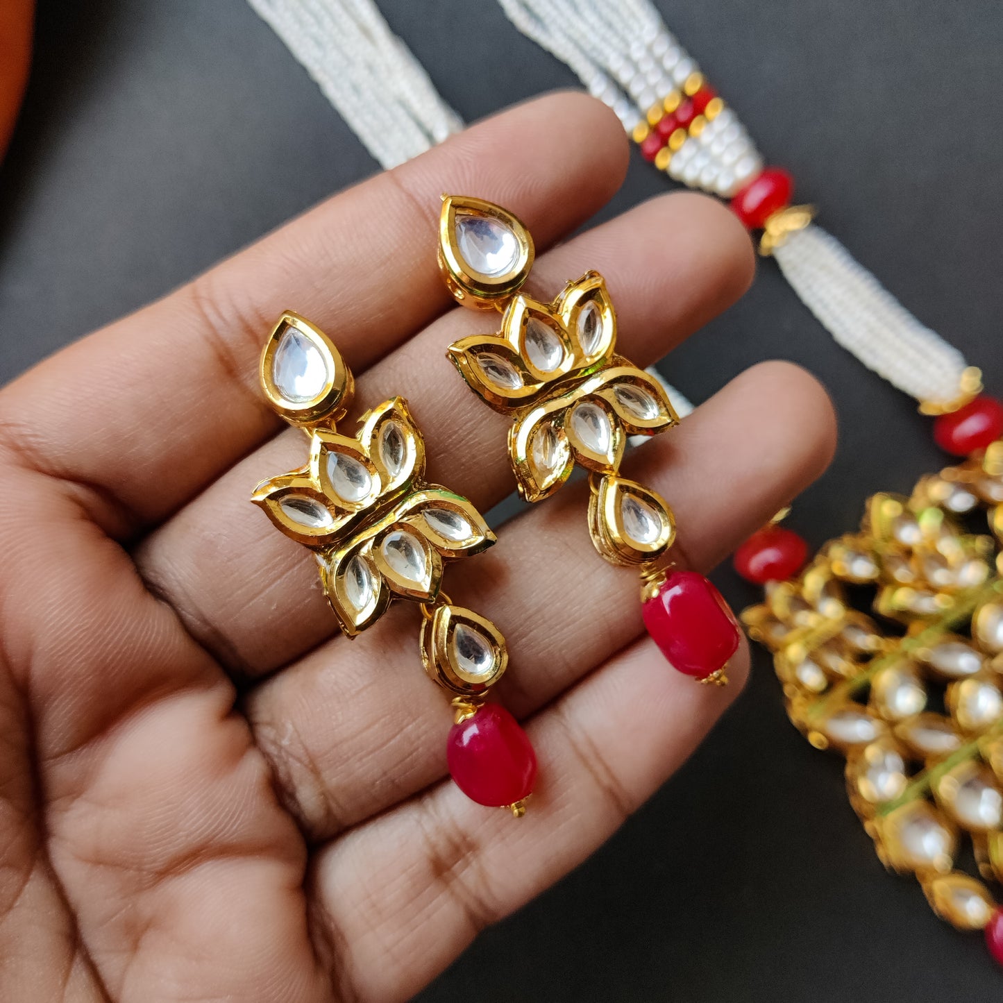 GAURHAR VILANDI KUNDAN LONG NECKLACE SET