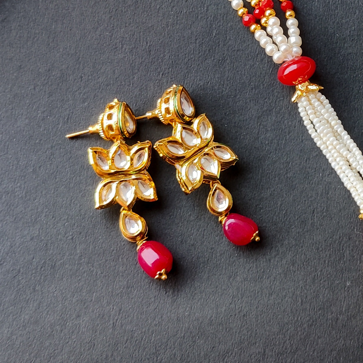 GAURHAR VILANDI KUNDAN LONG NECKLACE SET