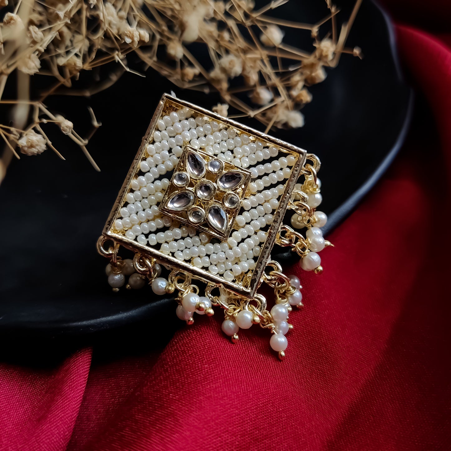 Kirat Kundan Pearl Adjustable Ring