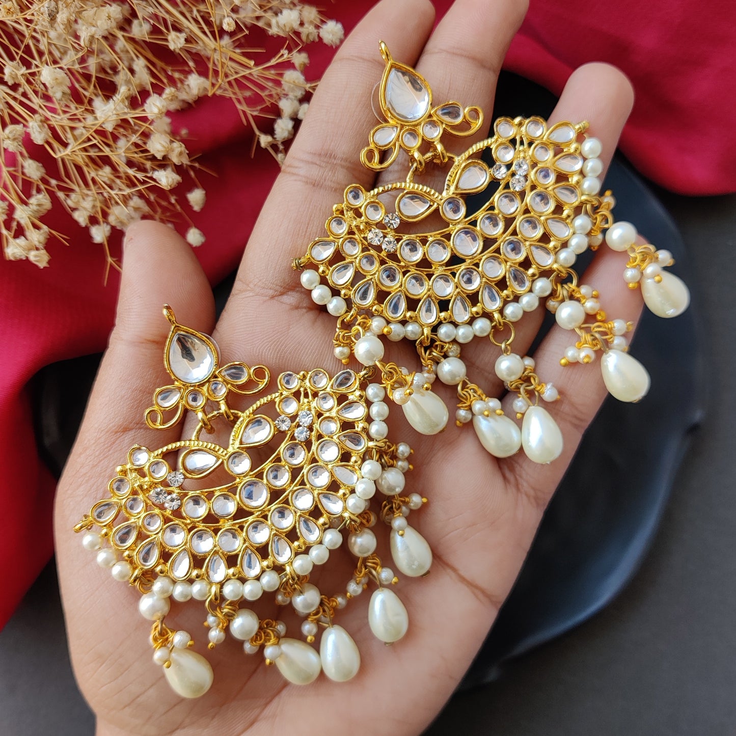 Golden Chandbali Earrings