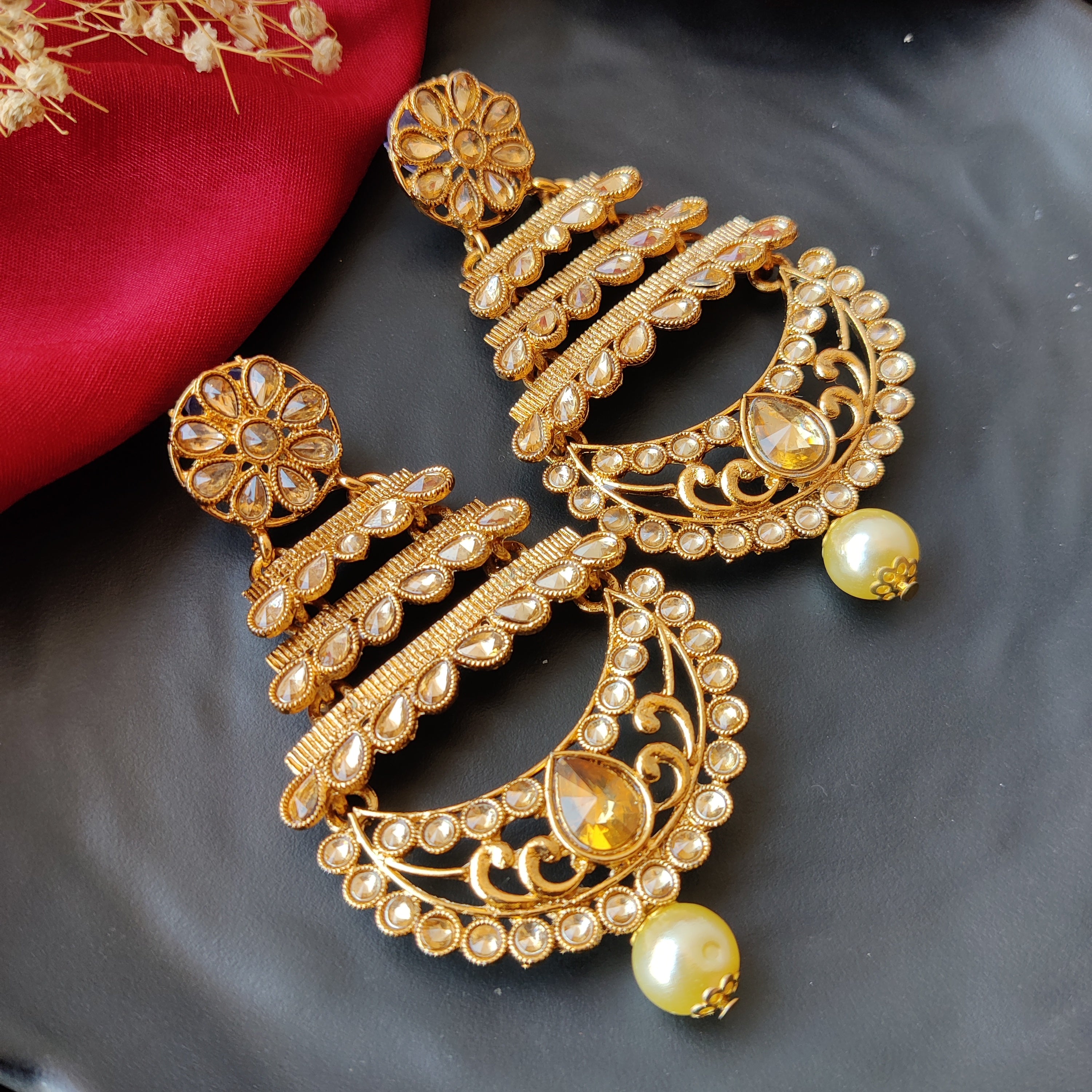 GOLDEN KUNDAN EARRINGS – The Shopping Tree