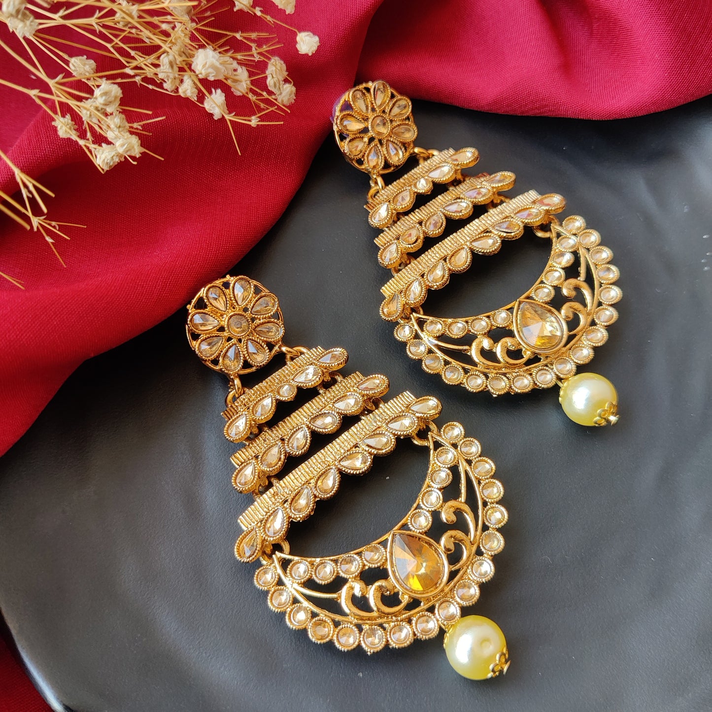 GOLDEN KUNDAN EARRINGS