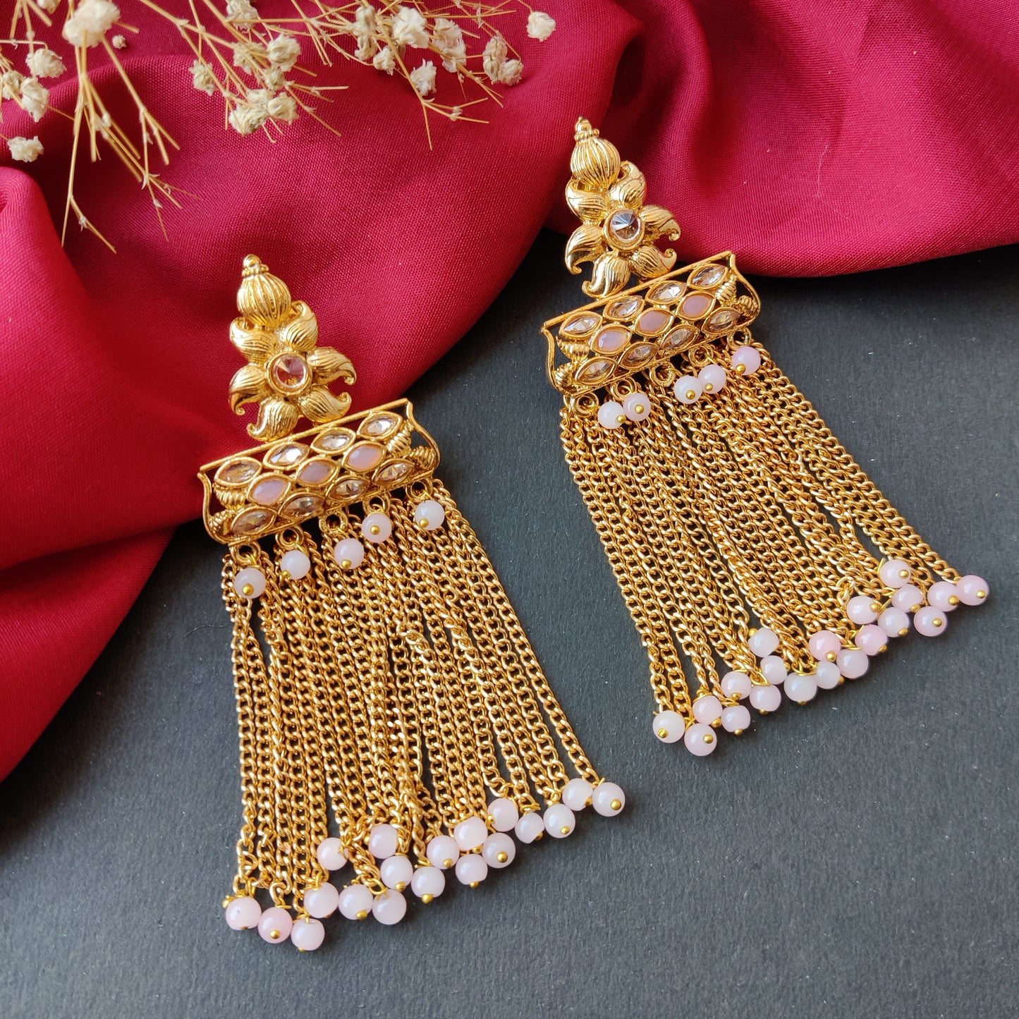 Reverse AD Crystal Drop Earrings - Golden