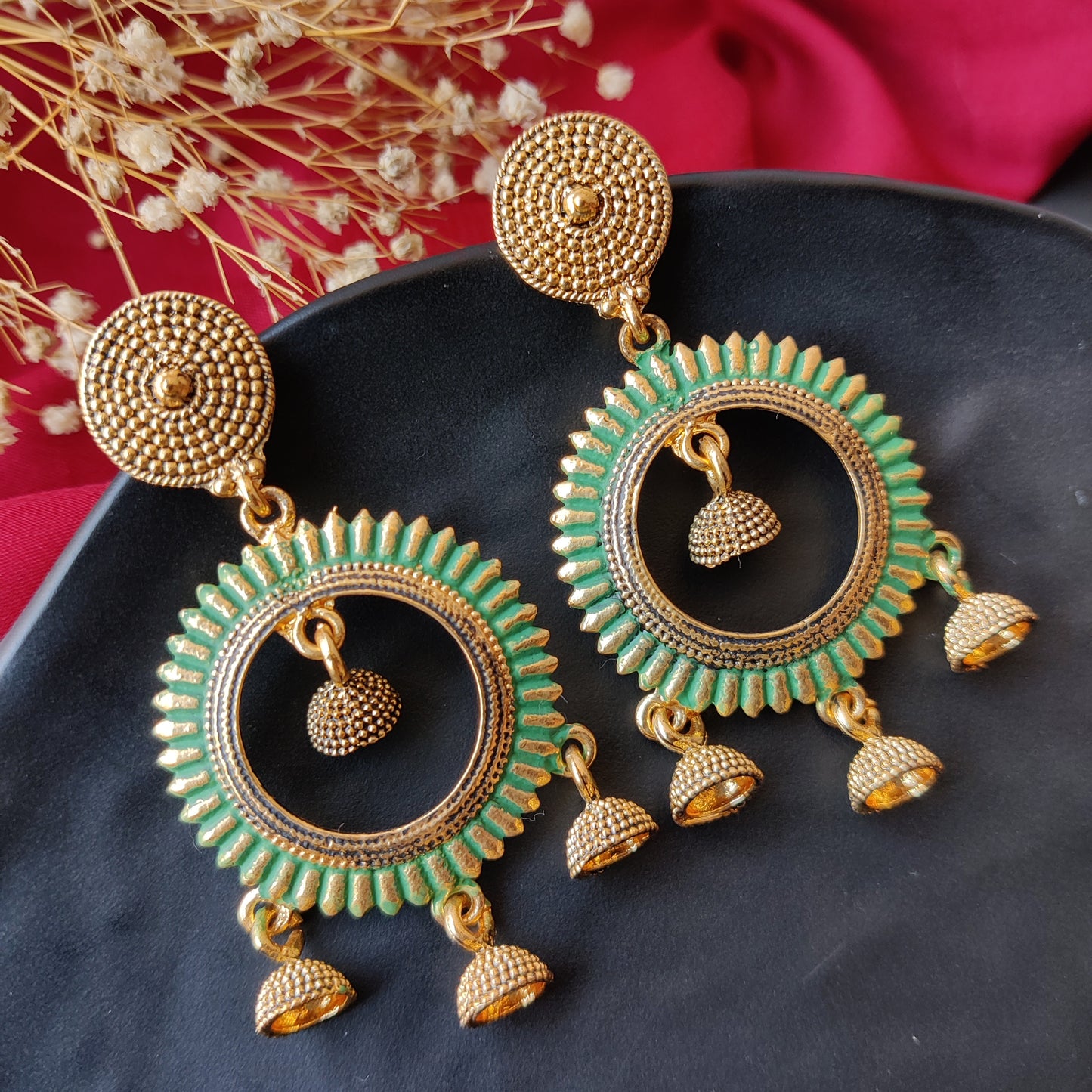 ENAMEL ROUND JHUMKI EARRINGS