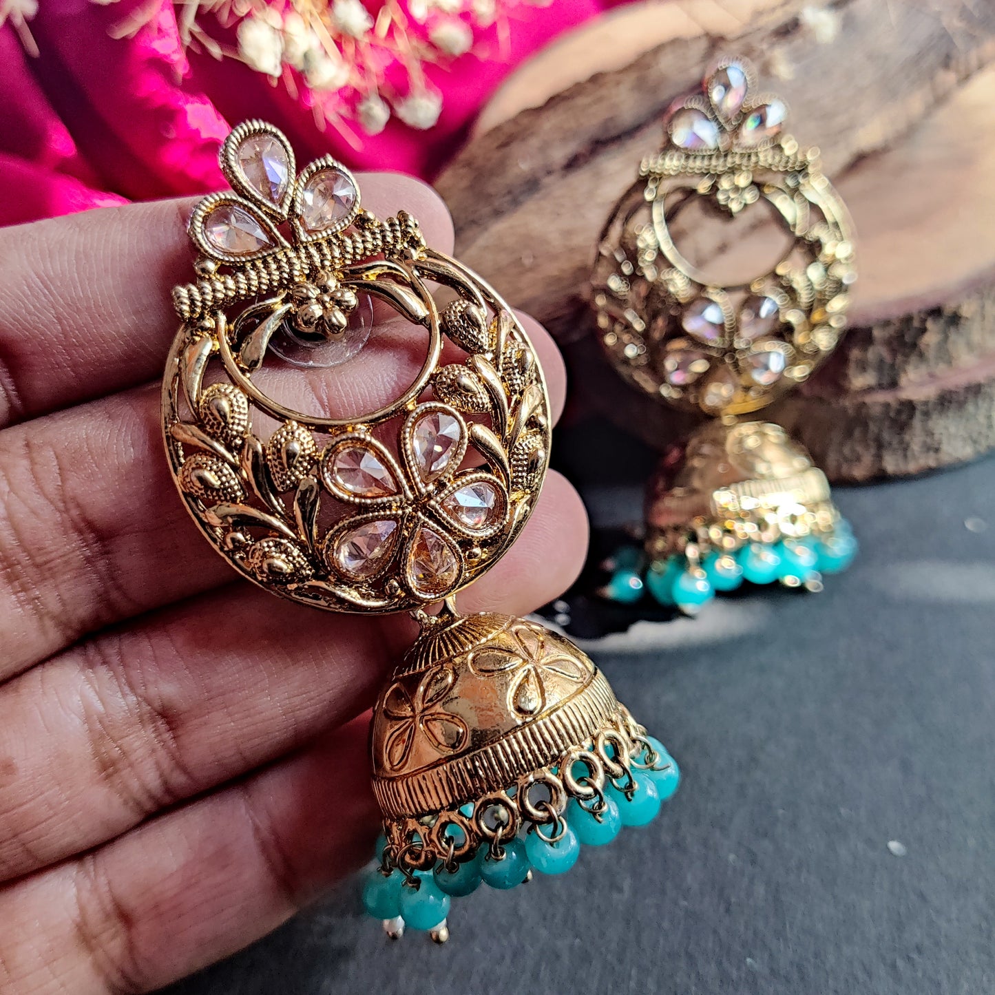 Reverse AD Mehendi Polish Jhumka Earring