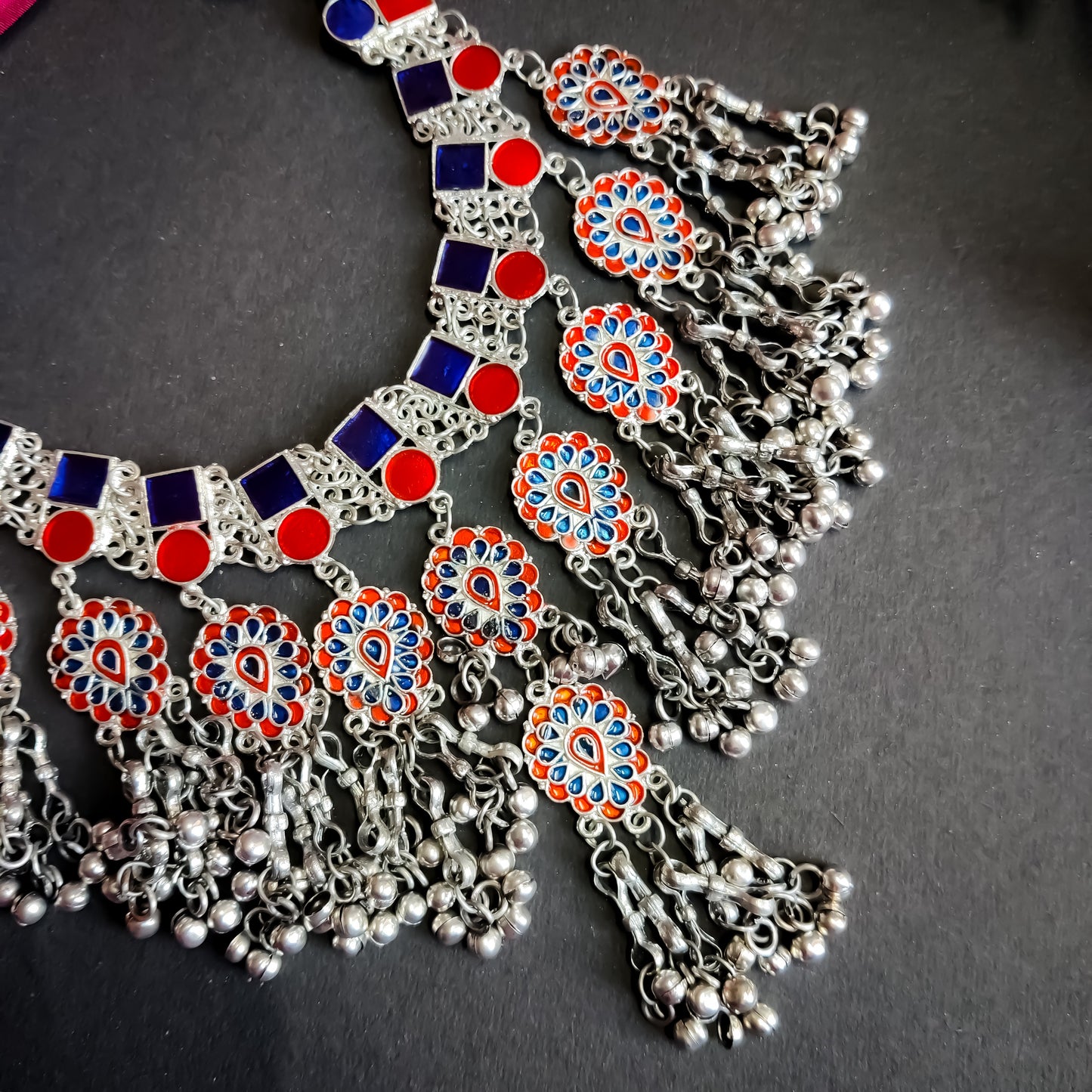 Maya afghani Necklace - Blue & Red
