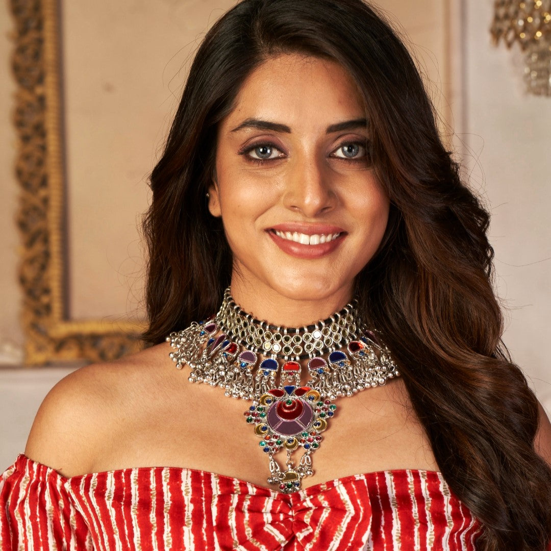 ARIKA AFGHANI GLASS CHOKER NECKLACE